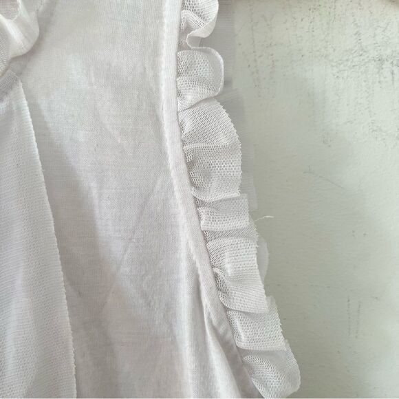 Esley White Ruffled Top Pale Green Botton Sleeveless Two Tone Dress - Picture 5 of 8